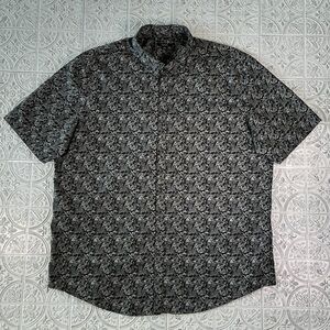 Alfani Black and Gray Short-Sleeve Button-Down Geometric Pattern Size XXL